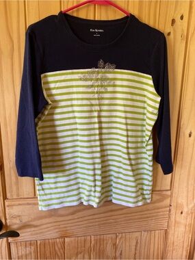 Kim Rogers striped shirt with floral detail size Large